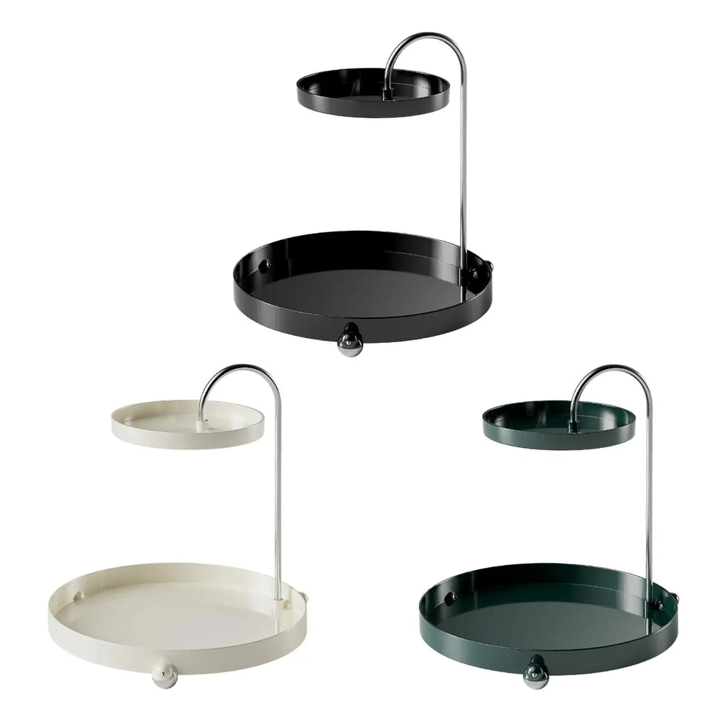 2 Tier Storage Rack, Bathroom Tray Holder, Rotatable Pantry Organization for Bedroom, Shower Dresser Bathroom Quake