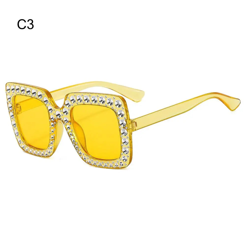 Bling Crystal Sunglasses for Kids Fashion Rhinestone Square Sun Glasses Children Trendy Retro Sparkling Shades UV400 Eyewear Quake C3