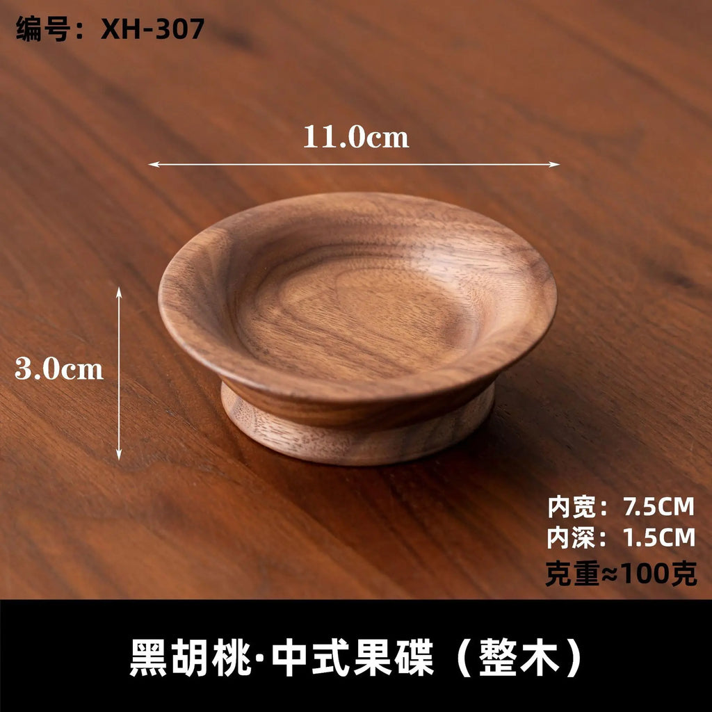 Wooden milk tea bowl fruit plate solid wood light luxury bowl dried fruit tall plate wooden fruit plate classy fruit plate Quake D