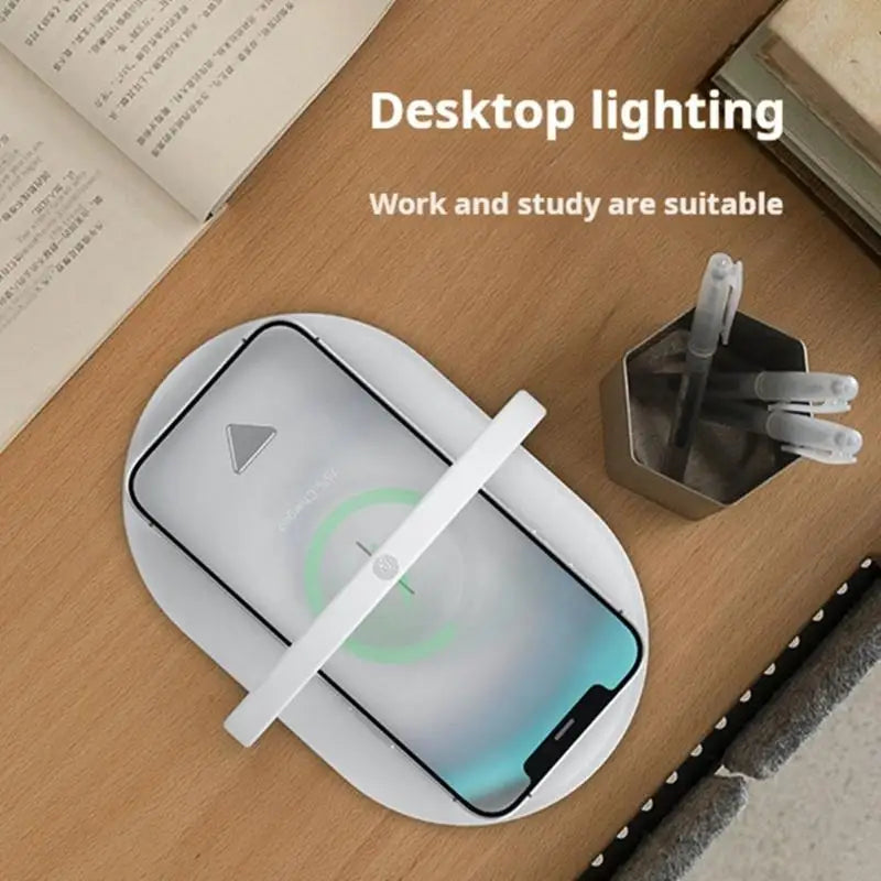 Energy Saving Foldable Adjustable LED Night Light With 15W Fast Wireless Charging For Bedside Desk Office Tablet Use K1KF Quake