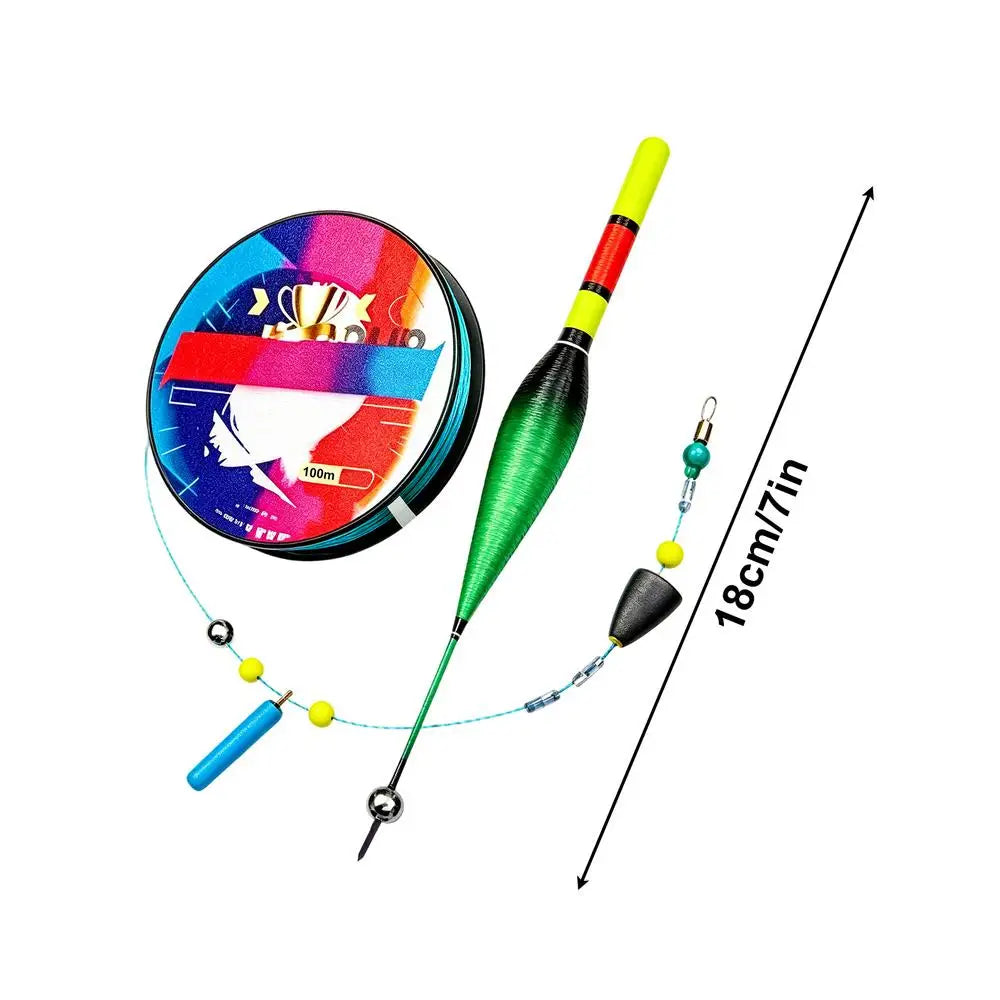 Portable Lure Fishing Line Set with Float High Sensitivity Wear-Resistant Fishing Line for Fishermen Beginner Men Outdoor Quake Green