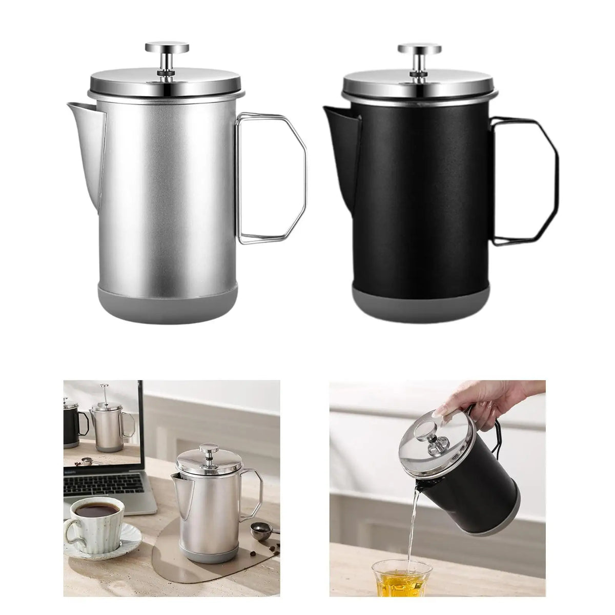 French Pressing Coffee Pot 1000ml Thickened for Kitchen Cafe Outdoor Camping Quake