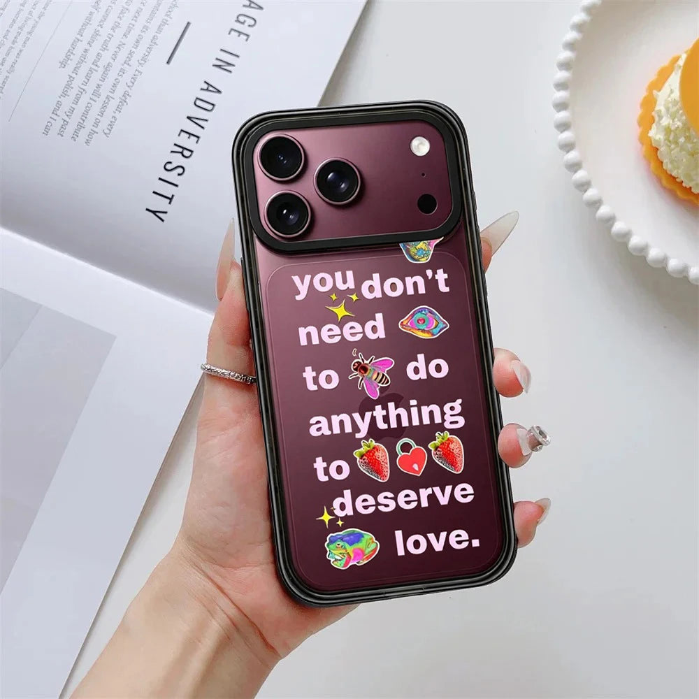 Deserve Love Pattern Impact Black Border Magnetic Case: Compatible with IPhone 18 17 16 15 14 13 Pro Max 18Pro Quake