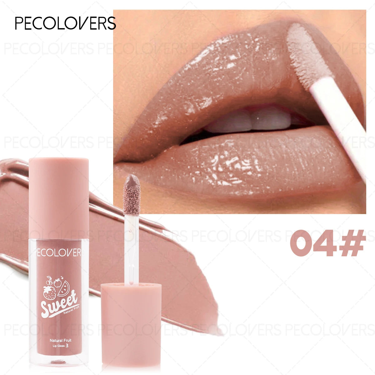 Arious of Fruit Flavors Lip Gloss, Multi-Color Lip Glaze, Long-lasting Stain Resistant Transparent Film Forming Lip Gloss Quake 04