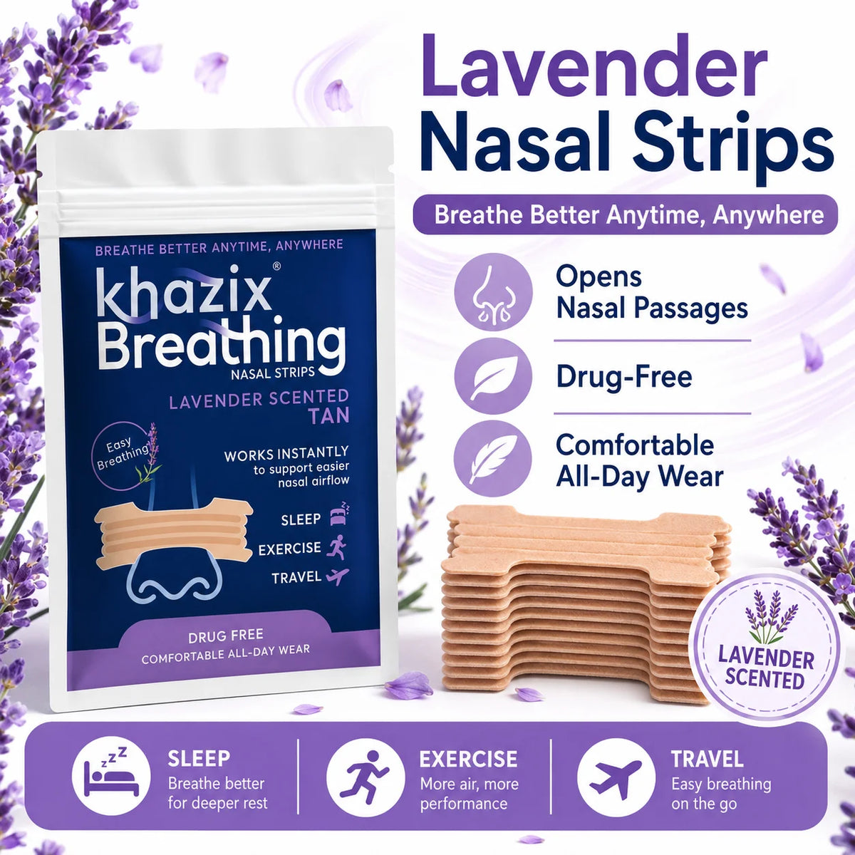 30PCS Menthol Nasal Strips for Easier Breathing, Comfortable Nose Strips for Sleep Exercise Travel Daily Use Quake