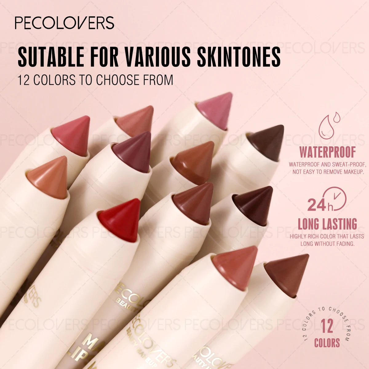 Multi Color Lipliner, Plump and Charming Lips, Waterproof and Sweat Resistant, Suitable for A Variety of Makeup, Lip Cosmetics Quake