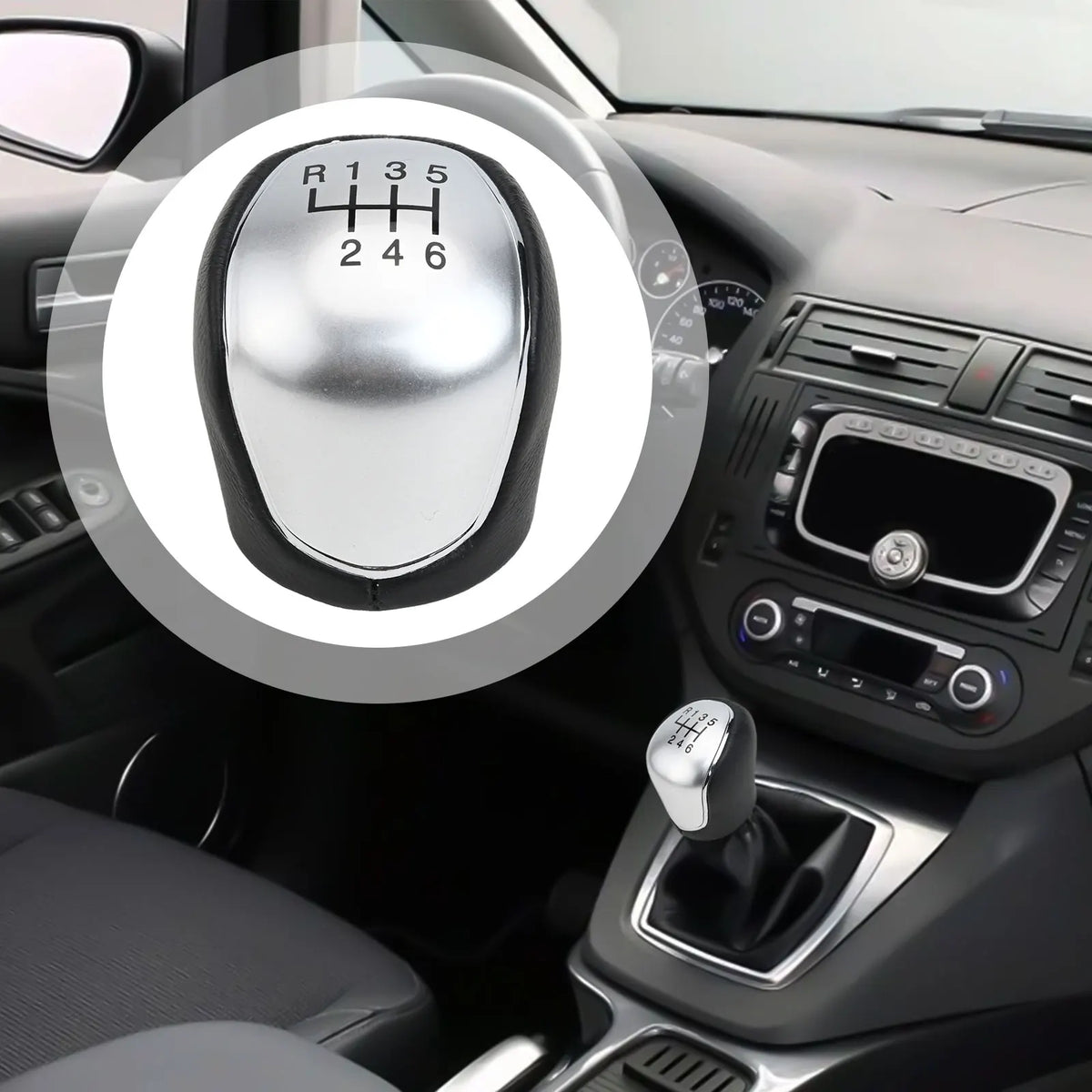 ABS Leather Knob Shifter Handball Vehicle Gear Shift Replacement Practical Gear Shifter Quick Installation Knob Quake