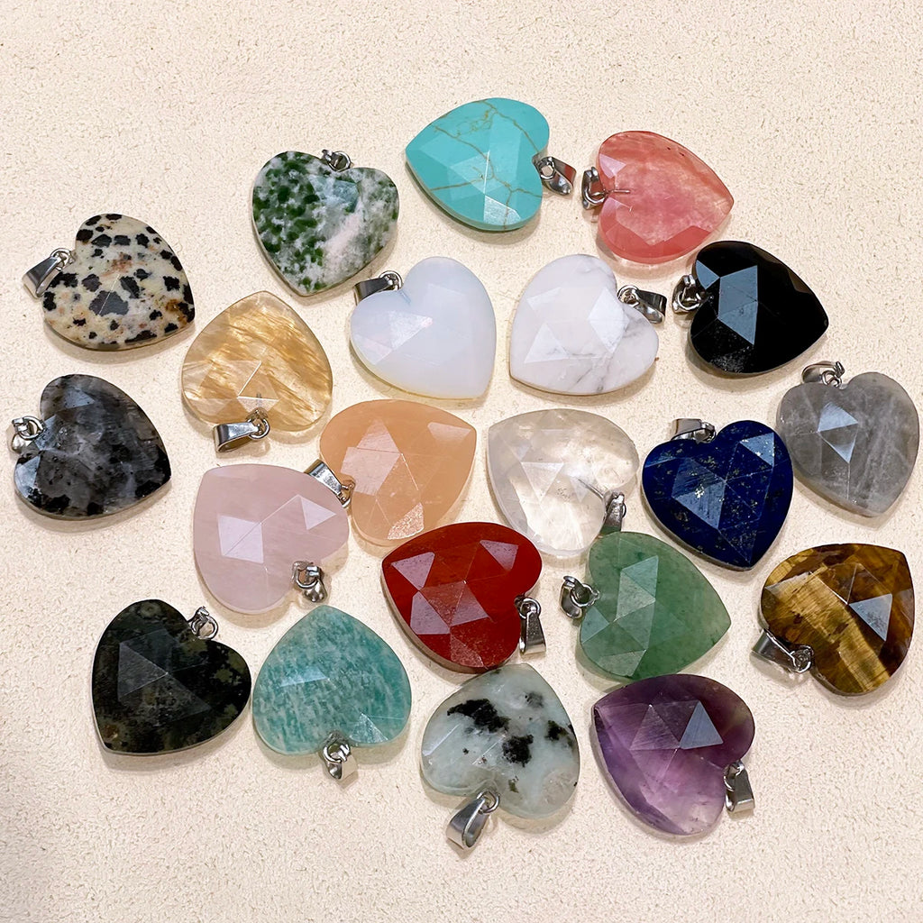 2Pcs Natural Stone Faceted Small Pendant 20x21mm For Jewelry Making DIY Necklace Earrings Bracelet Accessory Quake