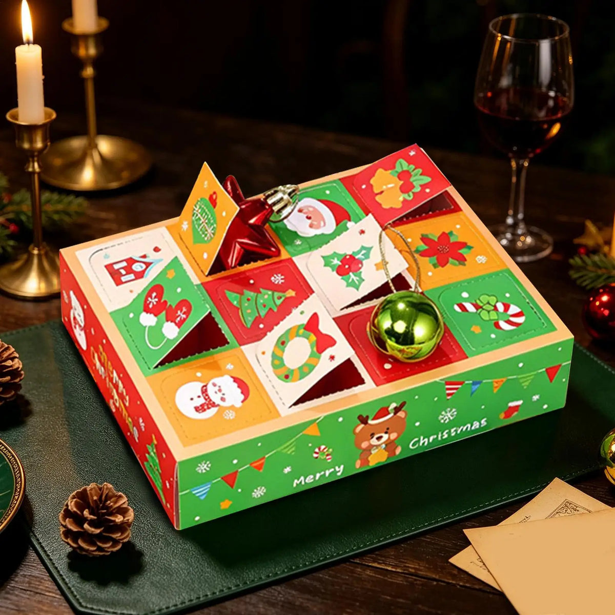 Empty Calendar Advent 5 Piece Christmas Countdown Decoration Boxes Empty Calendars Advent to Fill for Holiday Winter Family Kids Quake