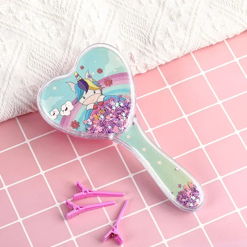 New Heart Magic Combs Unicorn Hair Brushe Tangle Detangle Shower Massage Hairbrush Combs Anti-static Massage Salon Accessories Quake Blue