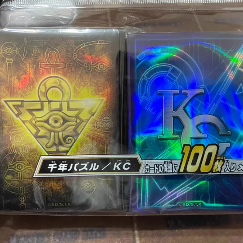 200pcs Yu-Gi-Oh! Sleeves Set Mixed Millennium Puzzle and KC Styles Official Anime Card Protectors for Kid Battle Game Collection Quake