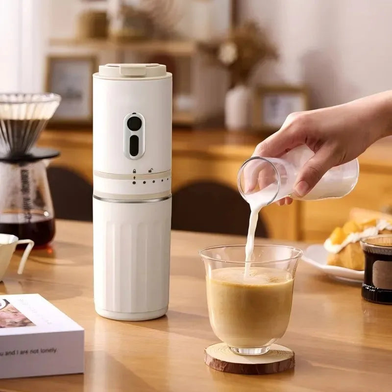 All-in-One Coffee Maker Travel-Friendly Handheld Espresso Machine with Built-in Grinder Mini Pour over Cup for Home And Outdoor Quake