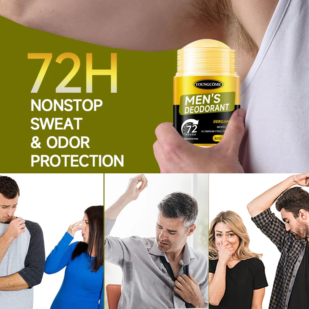 Men's Deodorant Stick 72H Anti Sweating Keep Drying Lasting Fragrance Remove Armpit Odor Underarm Refresh Sticks Fade Body Odor Quake