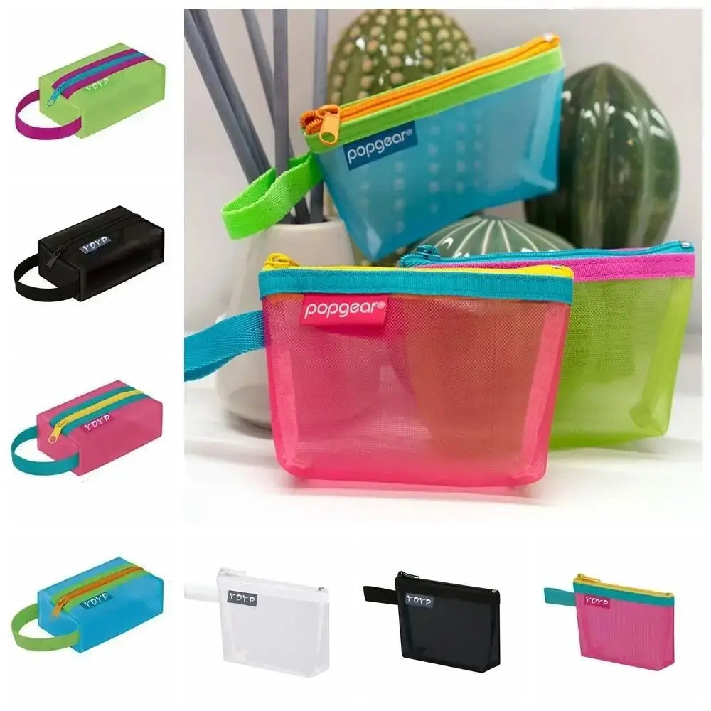 New Portable Zipper Pouch Transparent Coin Purse Mesh Storage Bag File Bag Cosmetic Bag Lipstick Bags Quake