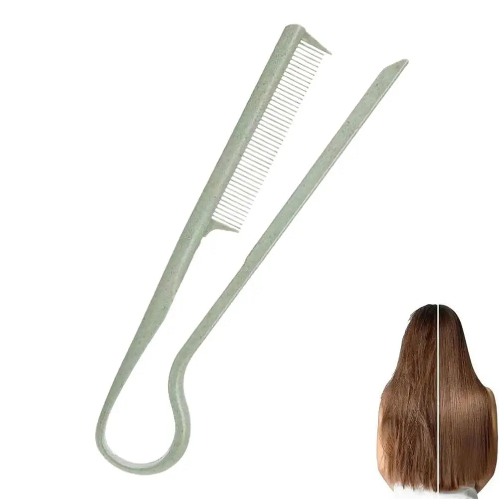 Portable V-Shaped Hair Straightener Comb,Hair Styling Comb Messy Hair Finishing Comb Straightening Splint Comb Hair Hairdressing Quake green
