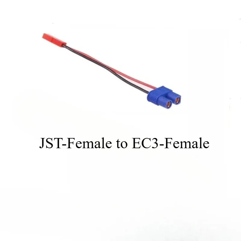 RC Battery Adapter Cable XT60 XT30 T-Plug to JST Male/Female Connector 20AWG Silicone Wire for FPV Drone Airplane Car Parts Quake JST-F to EC3-F 5PCS 60CM
