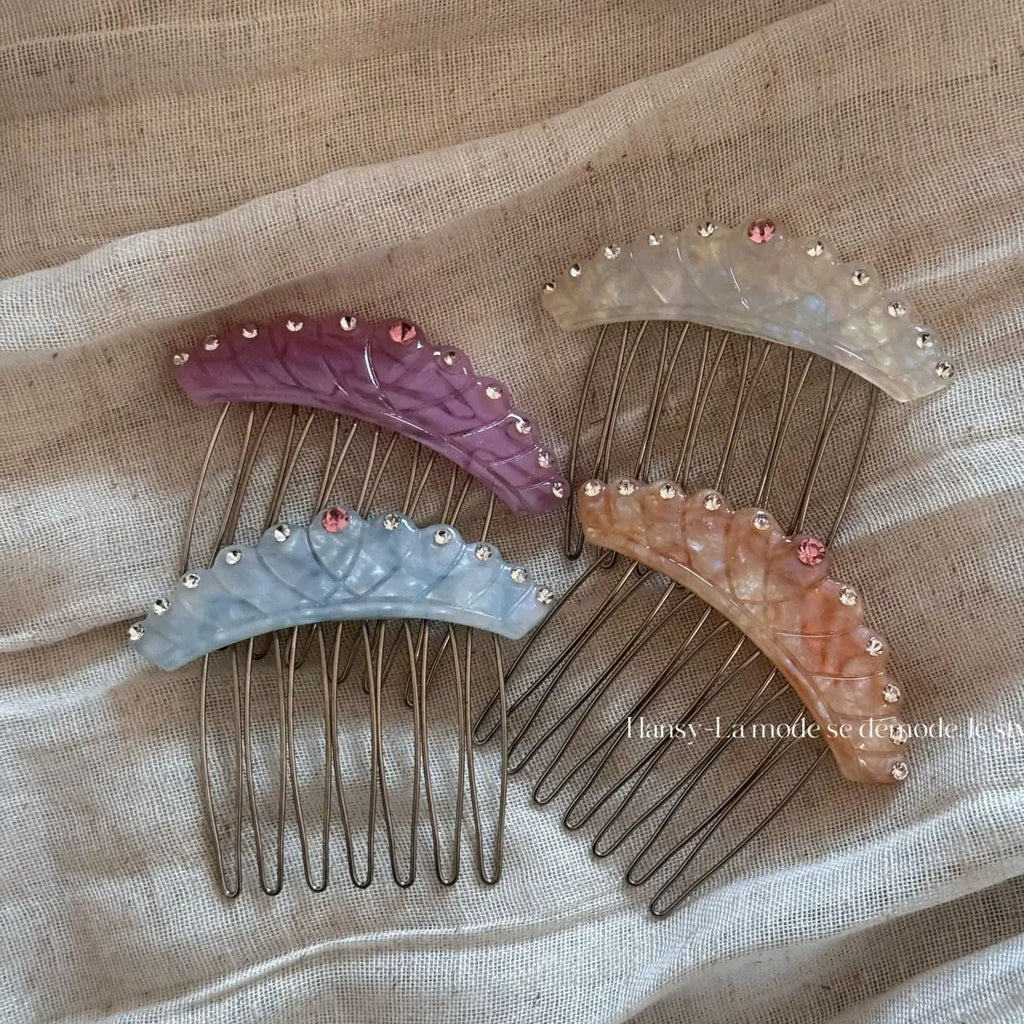 Acetic Acid Colorful Diamond Crown Insert Comb Forehead Bangs Side Insert Comb Elegant Hair Accessories Korean Style Headwear Quake