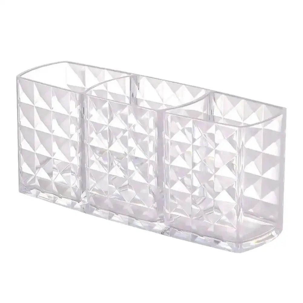 3 Slots Makeup Brush Holder Makeup Organizer Cosmetic Storage Box Lipstick Eyebrow Pencil Display Stand Acrylic Transparent Box Quake 1pc