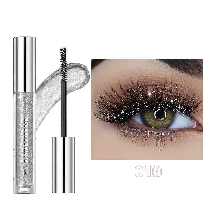Waterproof Diamond Shine Volume Curl Mascara - Glitter Snow Effect, Smudge-proof Eye Makeup for All Skin Types Women's Cosmetics Quake 01