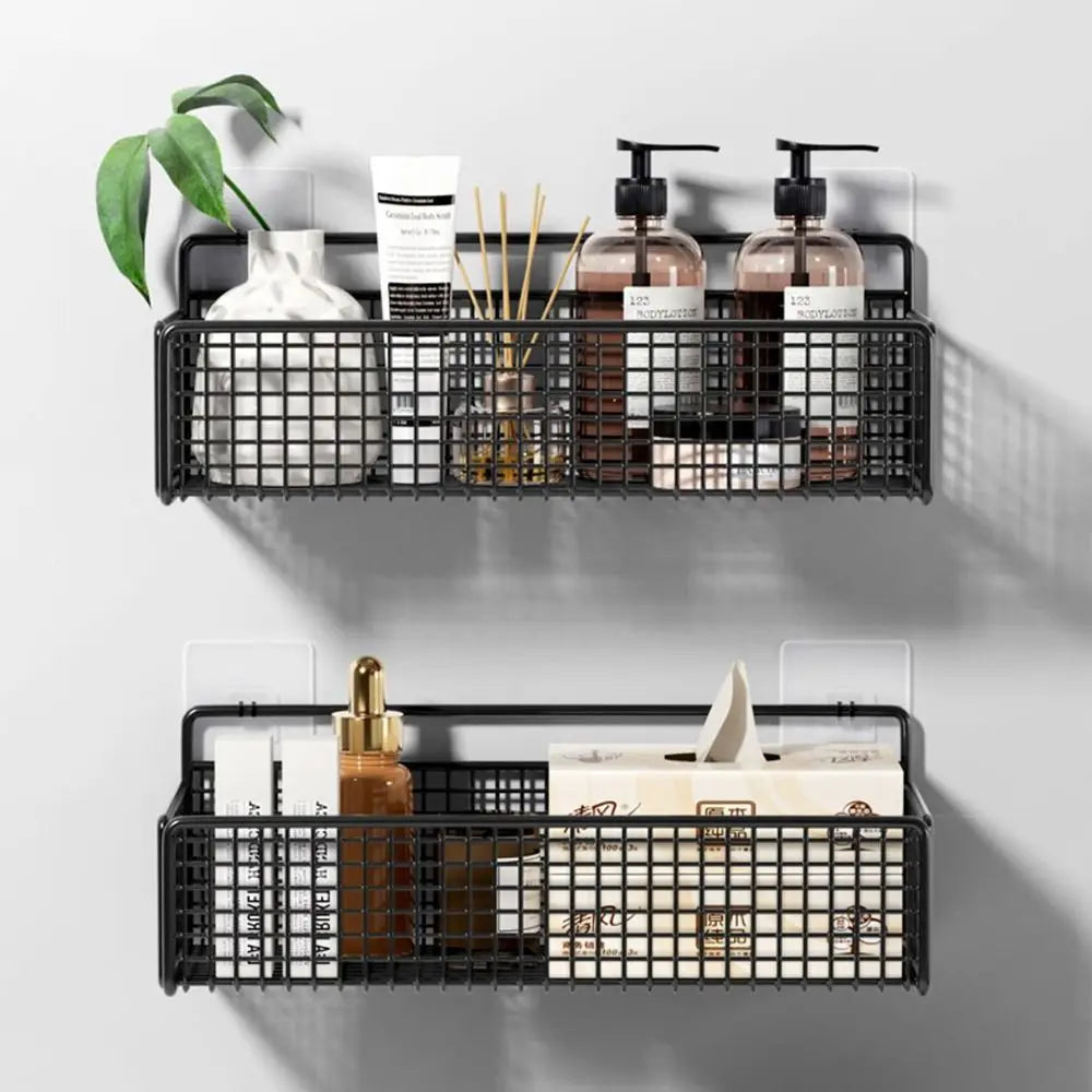1Pcs Suspension Type Bathroom Storage Grid Shelf Wall Mount Kitchen Bathroom Accessories Bathroom Organizer Quake