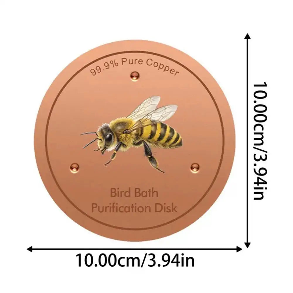 Bird Bath Purification Disk Metal Bee Patterns Cleaner Durable Rustproof Portable for Outdoor Garden Deck Patio Bowl Fountain Quake copper