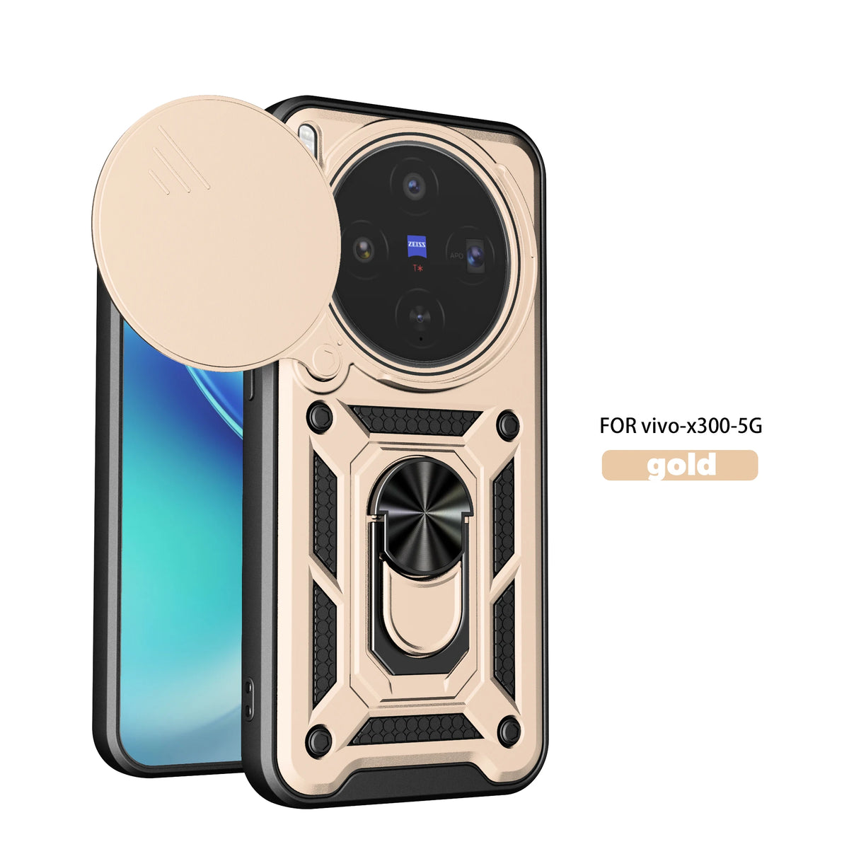 For VIVO X300 Pro Phone Case with Frame Shock Protection Full-Body Protective Mirror Rear Shell For X300 Ultra Quake Gold vivo X300