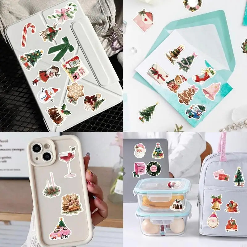 50 Sheets User Friendly Removable Christmas Sticker Waterproof PVC Texture Decorative Labels for Kids Home Classroom K1KF Quake