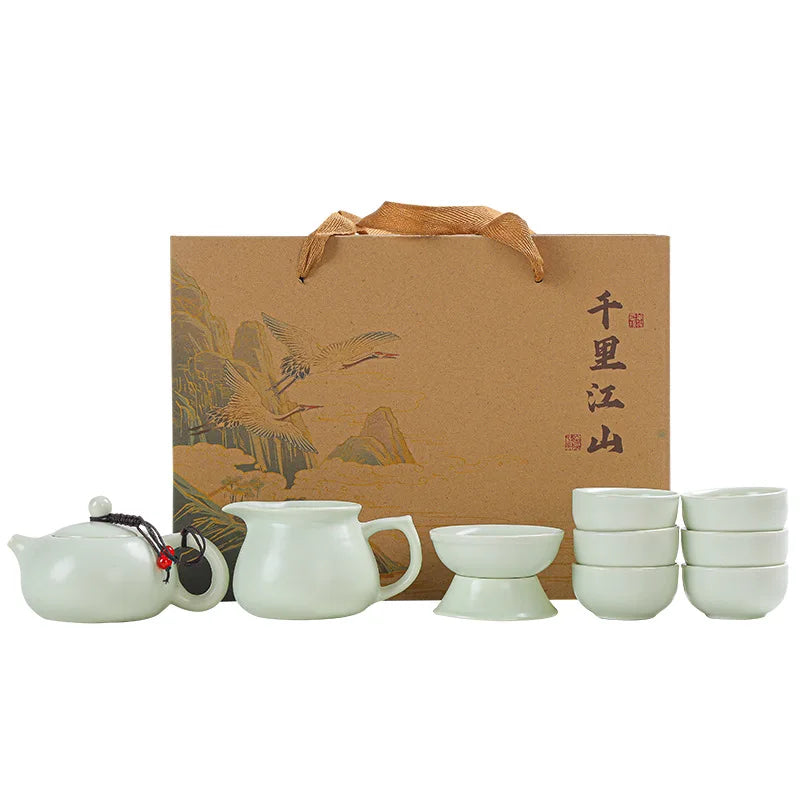 Portable travel Kung Fu tea set, business event companion, Mid-Autumn Festival opening event gift Quake
