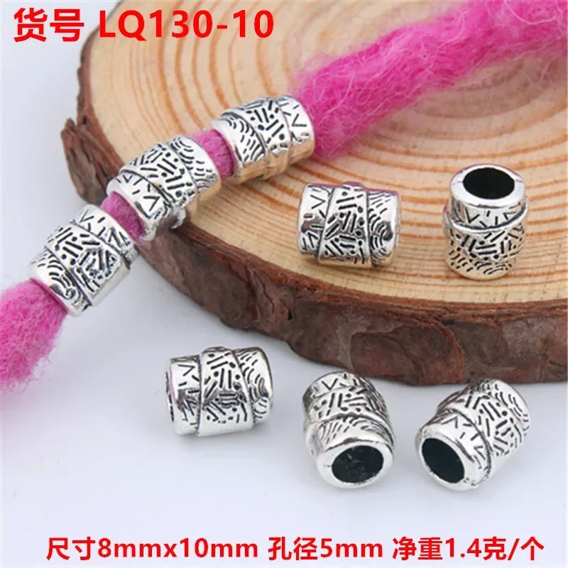 African Braiding Hair Rings Vintage Spiral Braids Hair Styling Tools Accessories Silver Gold Beads for Hair Braids Dreadlock Quake 5pcs LQ130-10
