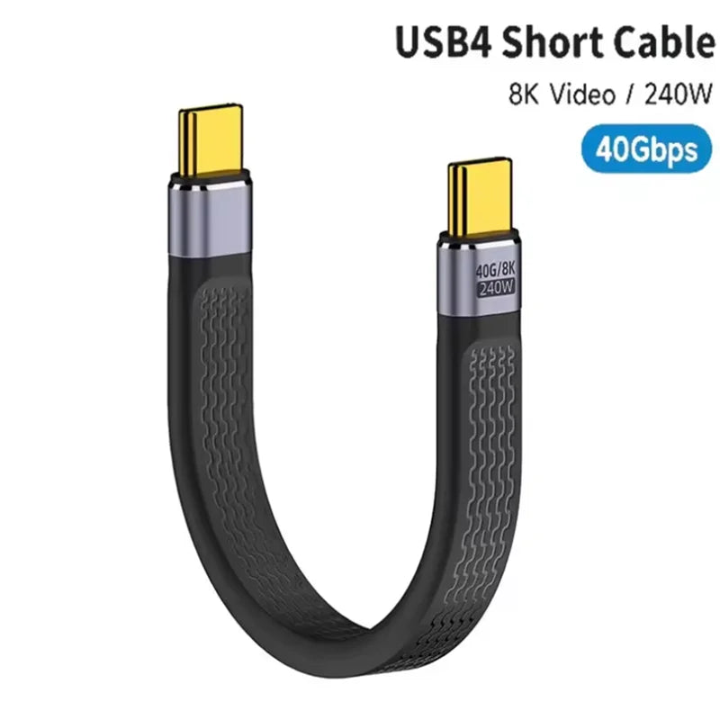 USB4 Short Cable 40Gbps Data Transfer 240W PD Fast Charging Thunderbolt 4/3 Interface Flat USB-C Cord for Laptop Phone Tablet Quake Default Title
