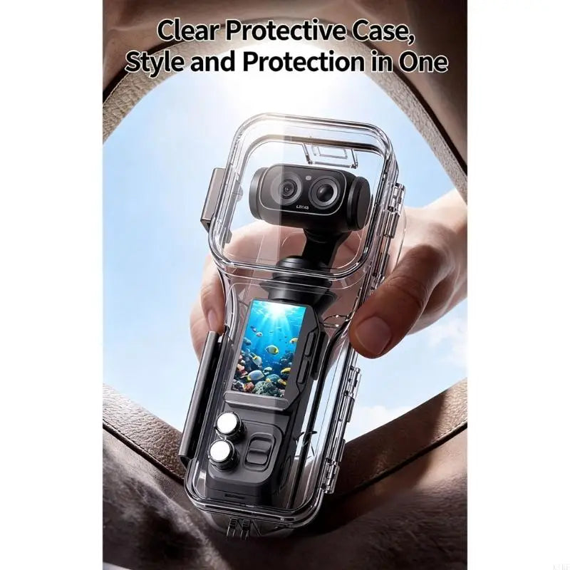 Underwater Camera Housing for LunaUltra Camera, Clear Full-Cover Protective Shell with Lens Window 2Prong Mount for Diving K1KF Quake