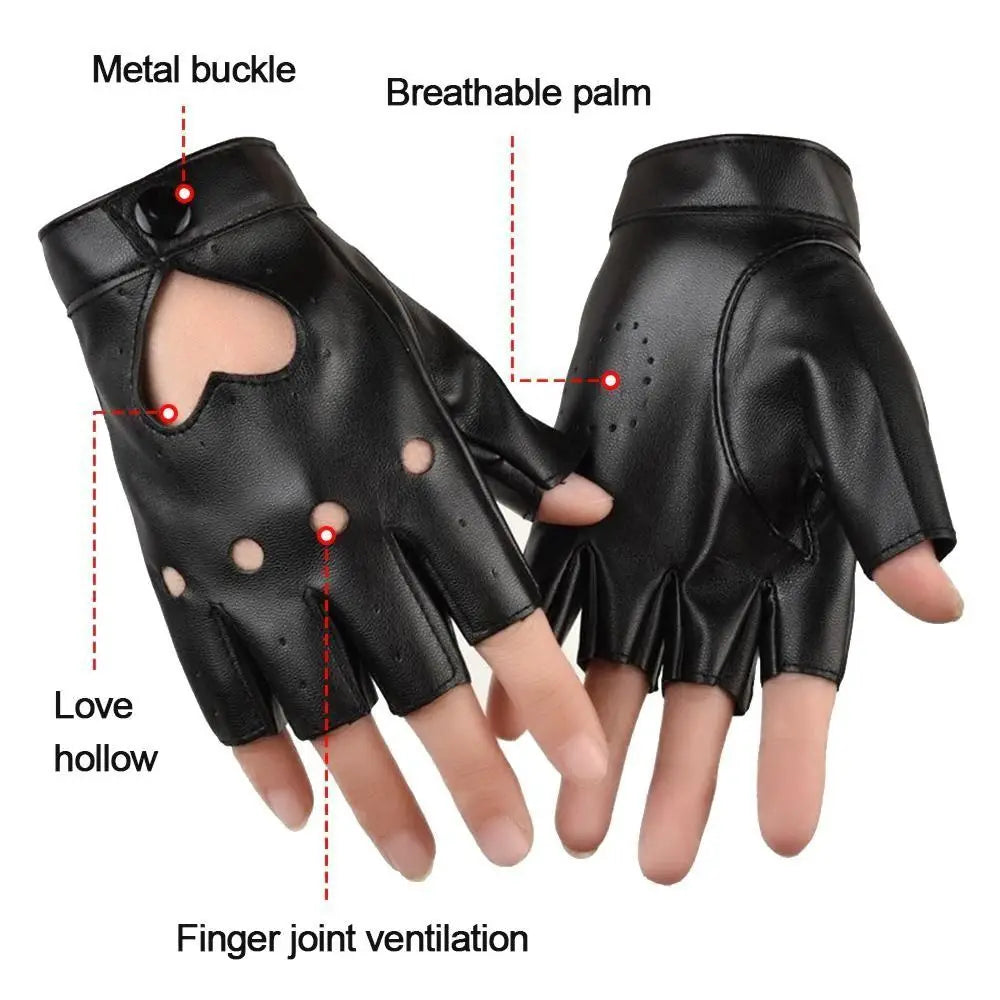 New Fashion PU Leather Fingerless Dance Glove Gothic lolita Jazz Style Driving Dress Performance Mittens Quake