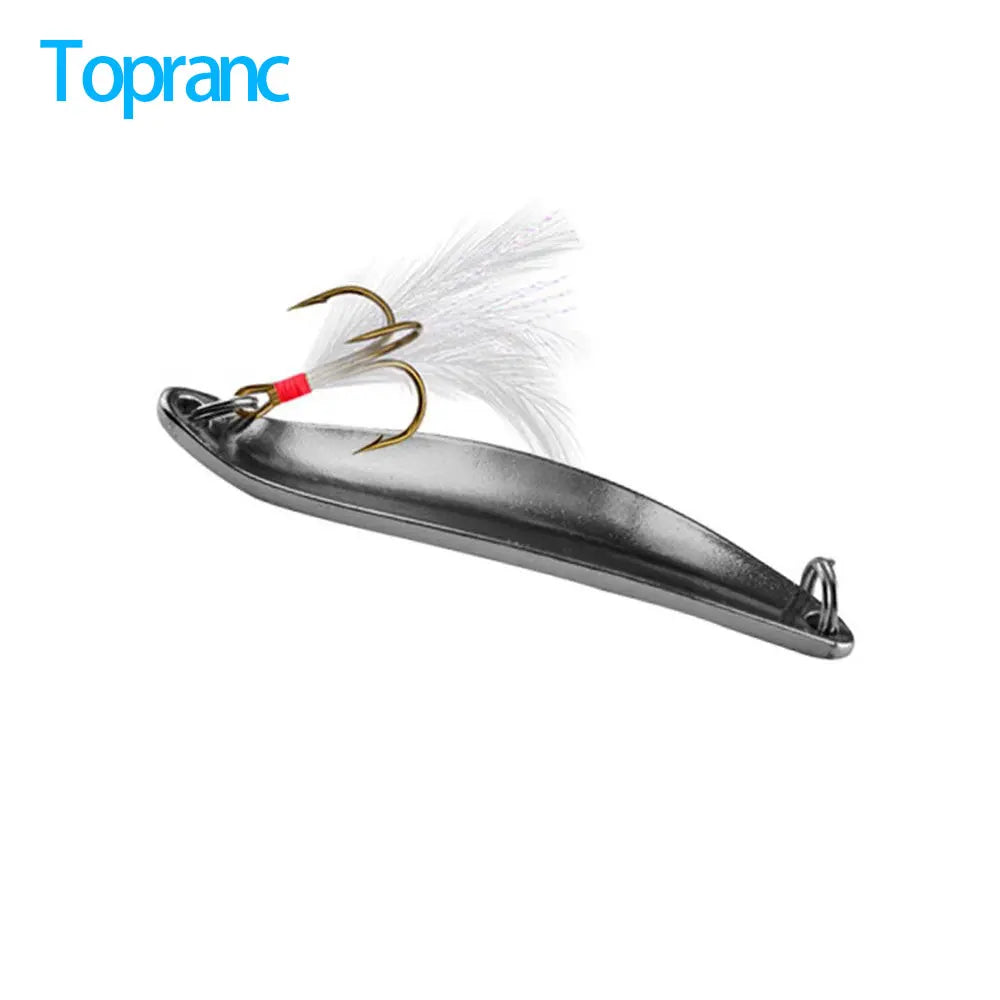 Topranc 5g 7g 10g 13g 18g 21g Metal Spinner Spoon Fishing Lure Hard Baits Sequins Noise Paillette with Feather Treble Hook Quake