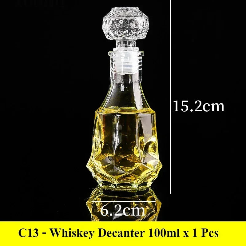 European Whiskey Transparent Glass Carved Small Bottle 50ml/100ml Mini Western Wine Bottle Sealed Red Wine Bottle Quake 100ml