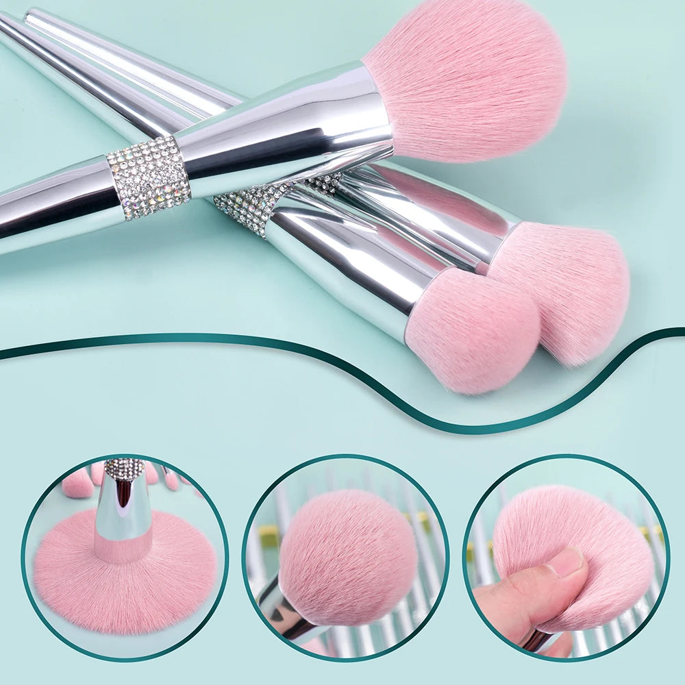 New 11 Pcs/set Diamond Makeup Brushes Set Powder Foundation Blush Contour Eyeshadow Brow Lashes Cosmetic Brushes Beauty Tools Quake
