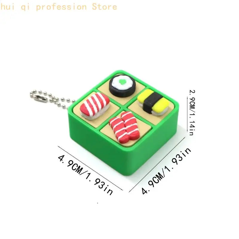 Small Sushi Box Press Keychain Toy with Button Top and Metal Chain for Desk, Bag, Pack, and Daily Travel Uses H8WE Quake
