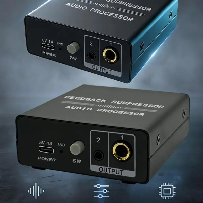Microphone AntiHowling Feedback Suppressor Portable Sound Processor with Front Gains Control for Recording Setups, Live K1KF Quake