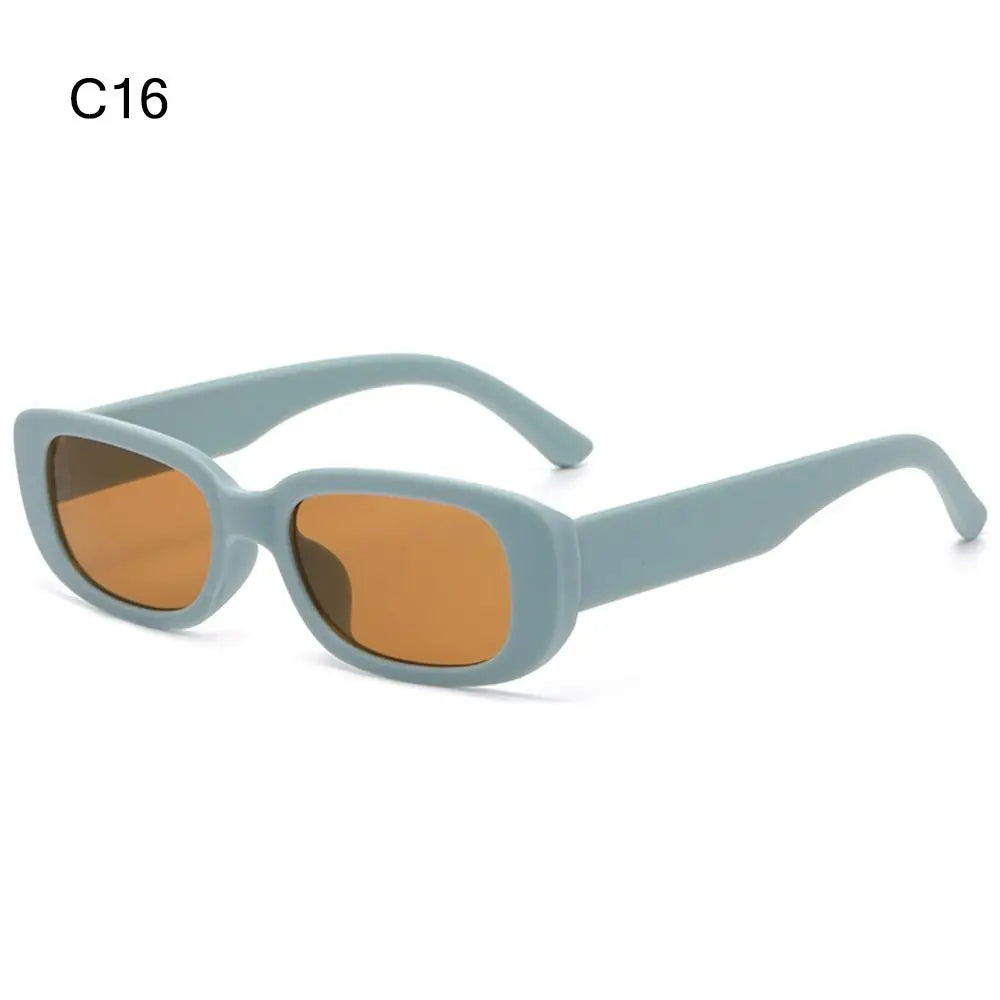 Trendy Narrow Square Frame Y2K Sun Glasses Candy Color UV400 Protection Rectangle Sunglasses Black Shades for Women Men Quake C16
