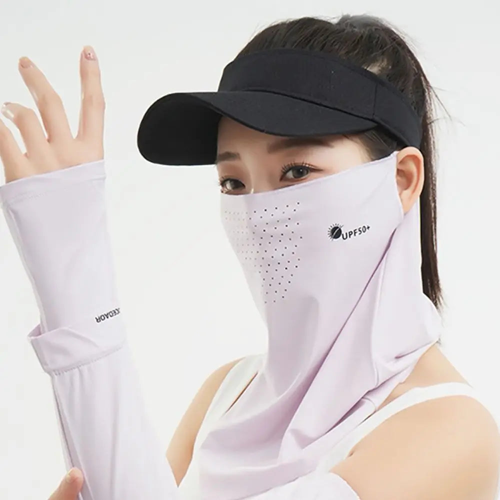 High-quality UV Protection Sunscreen Face Veil Breathable Sunshade Ice Silk Face Mask Ear Hanging Summer Face Cover Quake