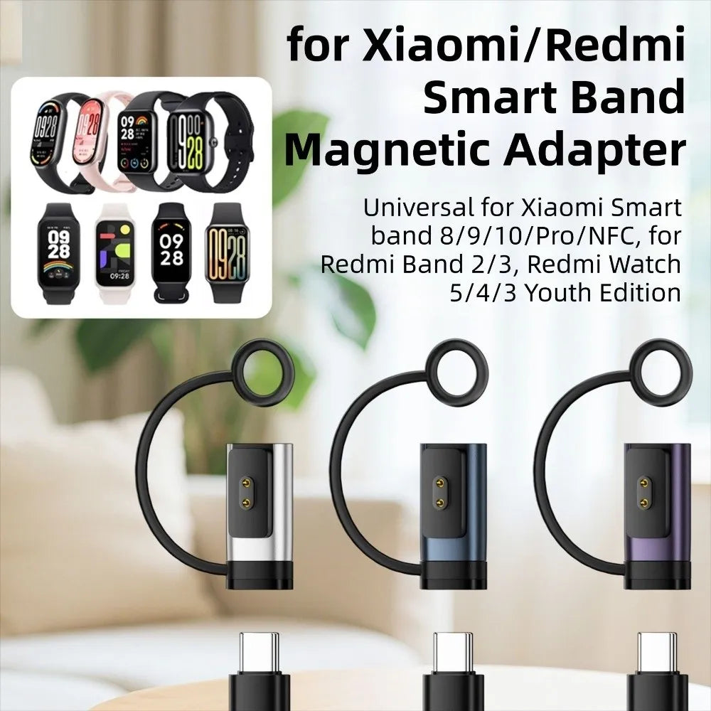 LED Indicator Magnetic Charger Converter Smart Band Charging Adapter for Xiaomi Smart Band 8/9/10/Pro/NFC Redmi Watch 5/4/3 Quake