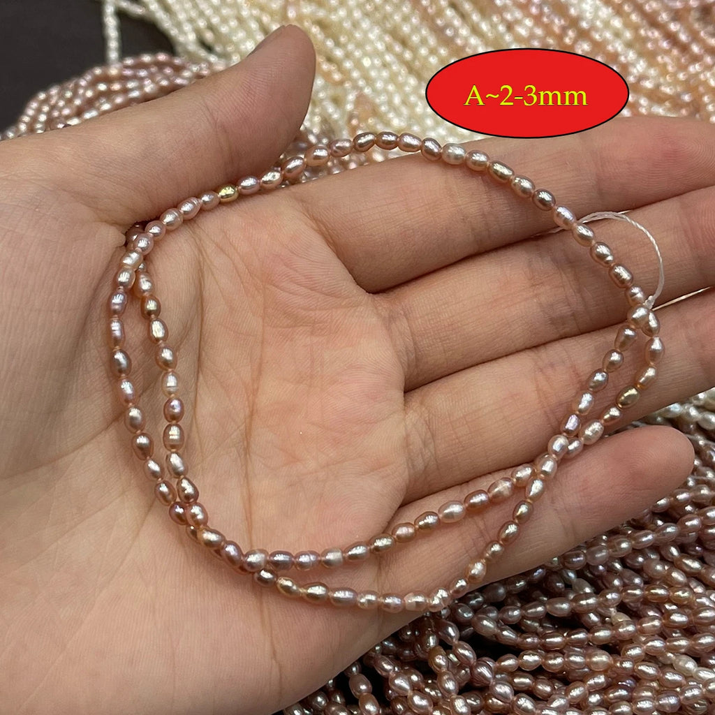 A Natural Freshwater Pearl Rice Isolation Pearl 2-3mm For Jewelry Making DIY Necklace Bracelet Chains Earrings Accessory Quake PURPLE 2-3mm