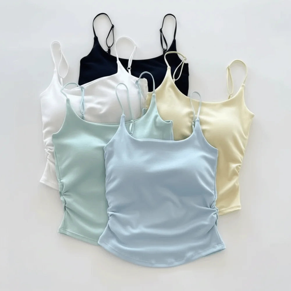 Sweet Sleeveless Suspender Vest Slim With Padded Cups Camisole Underwear Short Vest Sports Activities Quake
