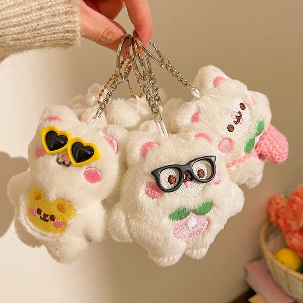 Kawaii Soft Plush Keychain 10cm Mini Stuffed Key Ring Plush Cat Doll Pendant Car Accessories Quake