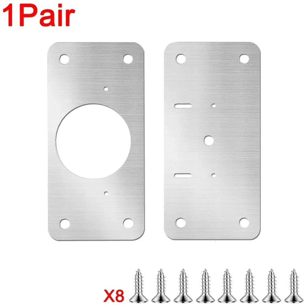 20/2PCS Stainless Steel Hinge Fixing Plate Kit Cabinet Door Hinge Repair Plate Bracket with Mounting Screw for Kitchen Furniture Quake 1Pair(2Pcs)