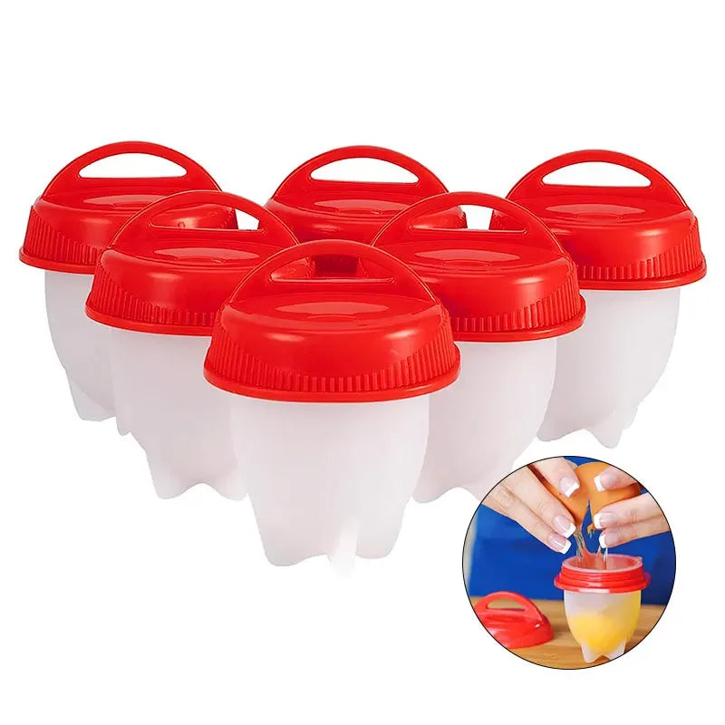 3/6pcs BPA Free Silicone Egg Boiler Steamer Non-stick Silicone Egg Cook Cups Fast Egg Poacher for Breakfast Kitchen Cooking Tool Quake