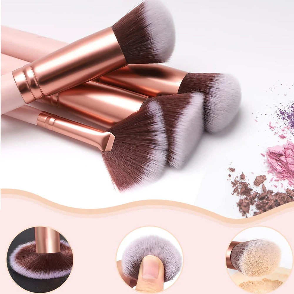16 PCS Makeup Brush Set for All Light Beige Types, Foundation, Blending, Setting Powder - Ideal for Professional Quake