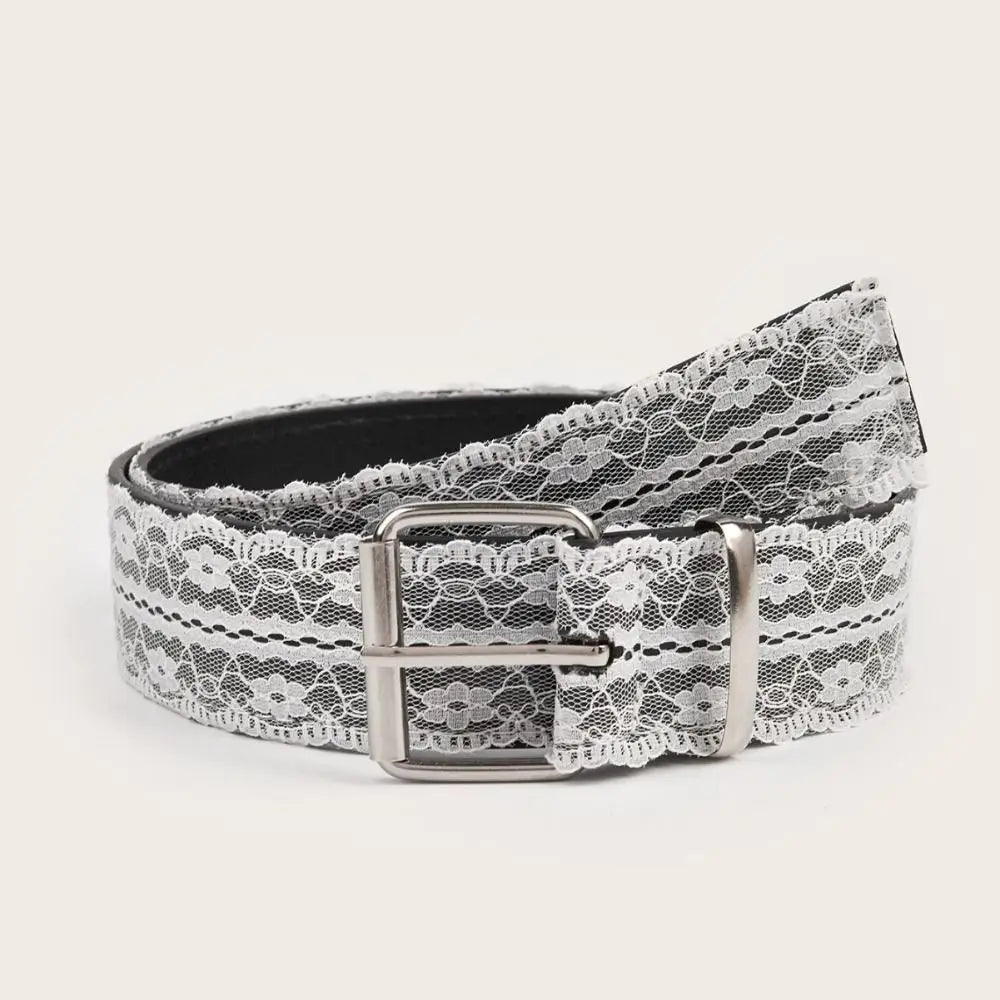 Beautiful Lace Waist Belt Leather White Floral Casual Waist Strap Decor Accessory Gift Lace Waistband for Women Skirts and Jeans Quake
