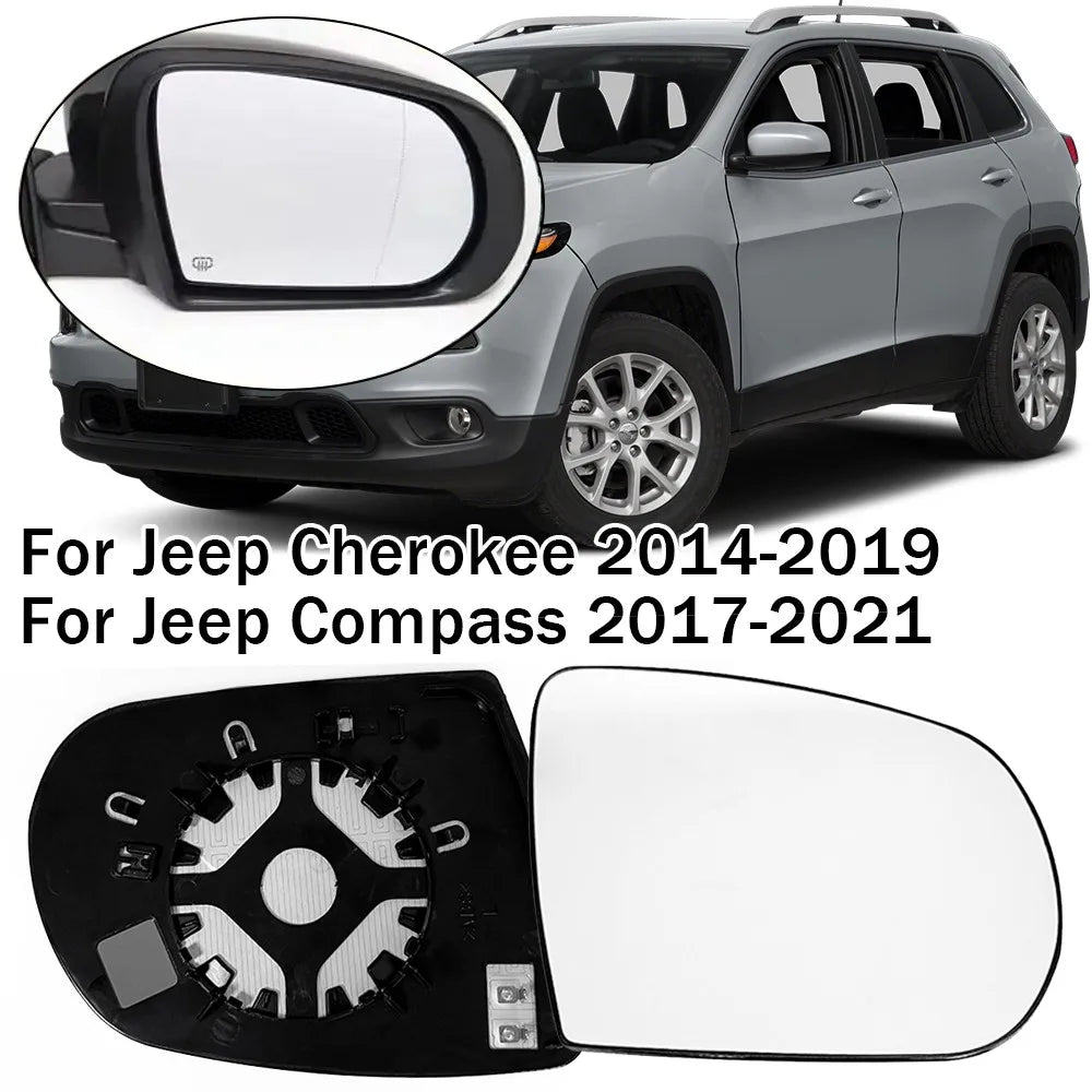 For Jeep Cherokee Compass 2014-2019 1x Left Right Side Rear View Lens Split Mirror Heated Door Glass Rearview Accessories Auto Quake