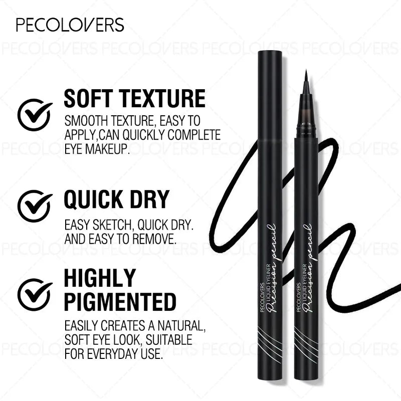High Pigmented Glide Eyeliner Pen, Brown Black Waterproof Liquid Eyeliner, Ultra-Fine Tip 0.01mm, Sweatproof Quick-Drying Quake