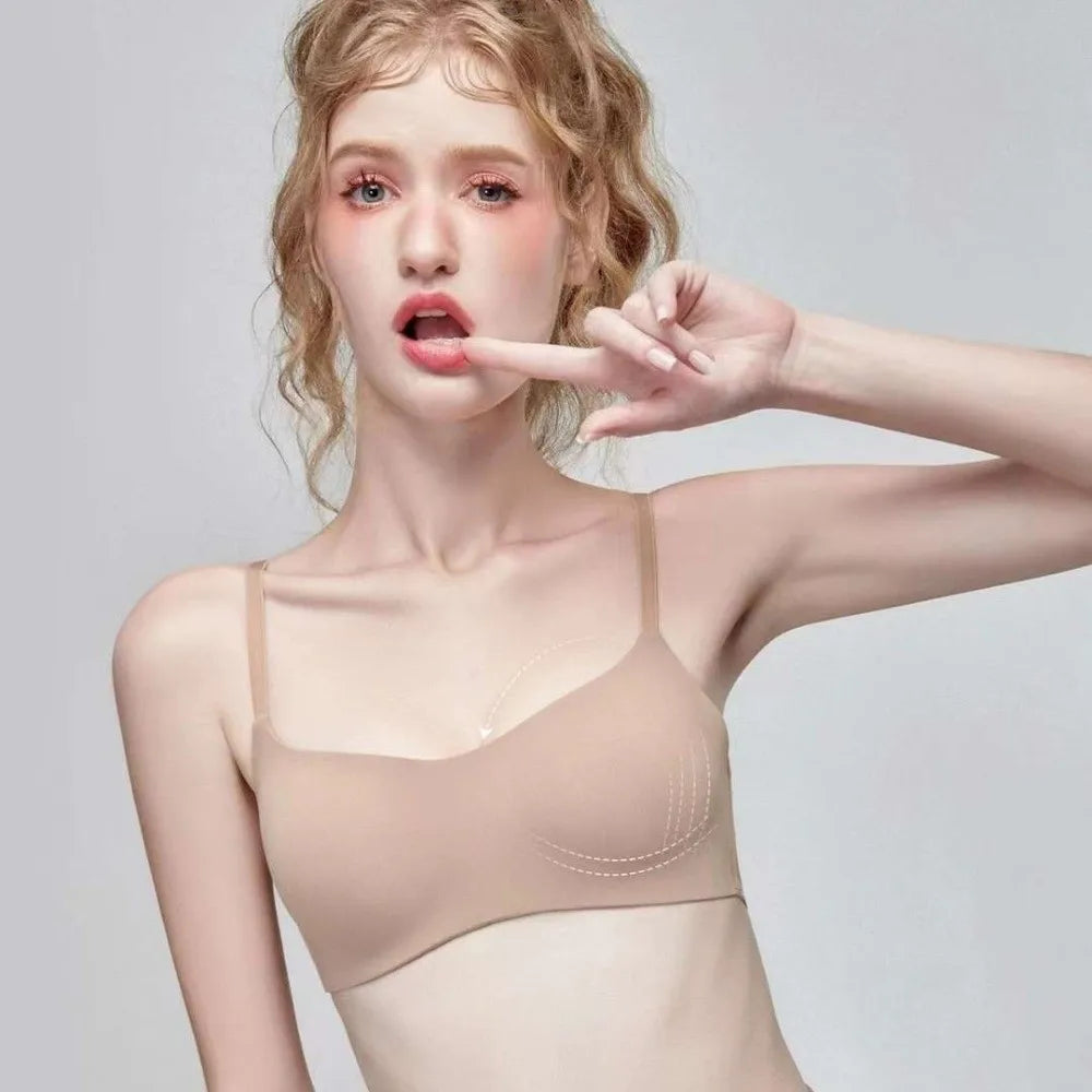 Soft Comfort Wireless Bra Breathable Fabric Thin Cup Seamless Bra Non-Wire Supportive Structure Tube Top Bras Daily Wear Quake